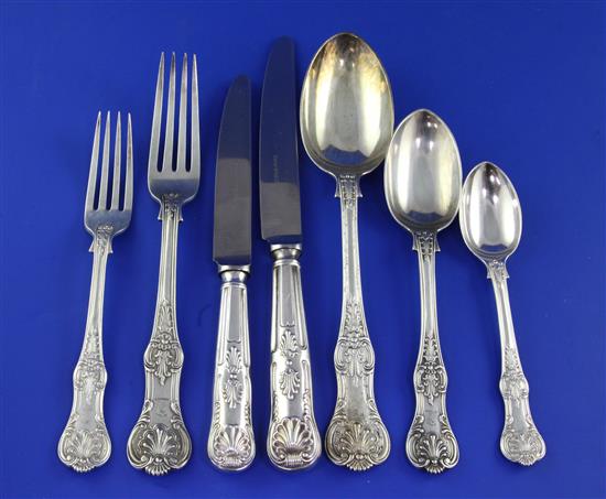 A matched 19th century part suite of silver double struck Queens pattern flatware, weighable silver 75 oz.